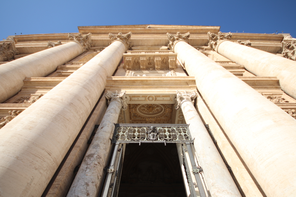 The main entrance of Saint Peter's Basilica in Vatican City